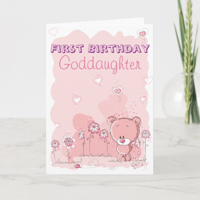 Goddaughter First 1st Birthday from Godparent Card (Front)