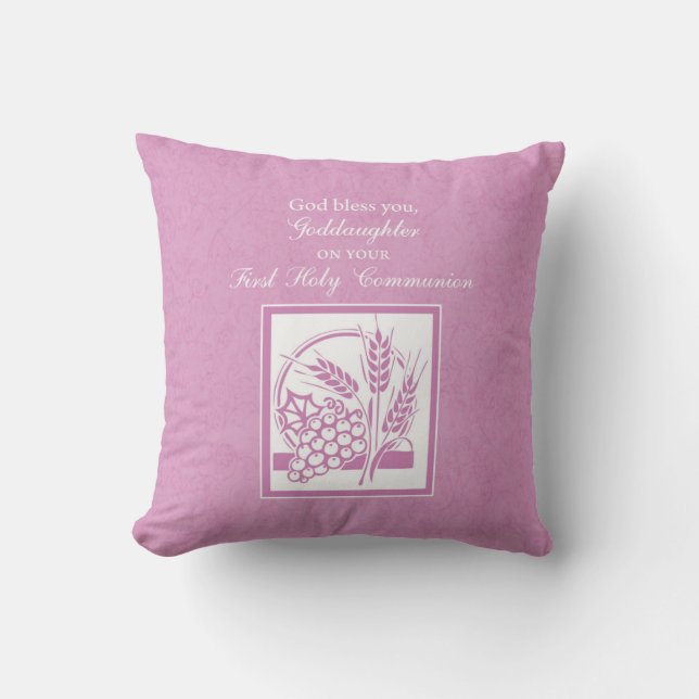 Goddaughter First Communion, Pink Cushion (Front)