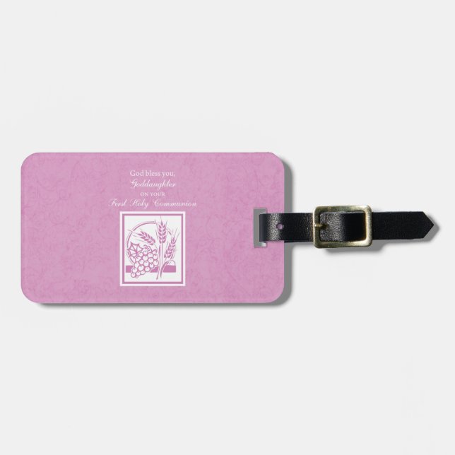 Goddaughter First Communion, Pink Luggage Tag (Front Horizontal)