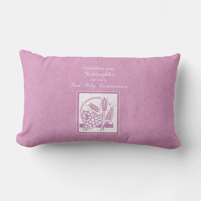 Goddaughter First Communion, Pink Lumbar Cushion (Front)