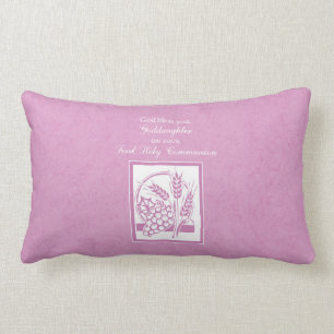 Goddaughter First Communion, Pink Lumbar Cushion