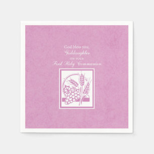 Goddaughter First Communion, Pink Napkin