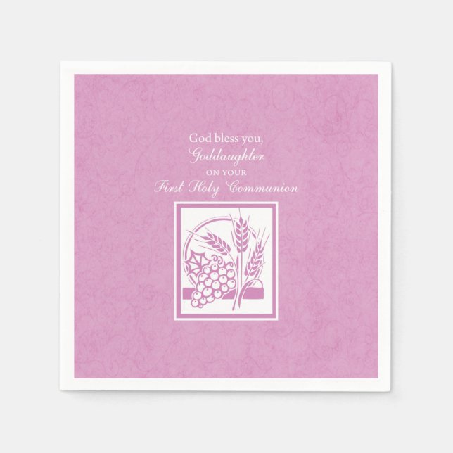 Goddaughter First Communion, Pink Napkin (Front)
