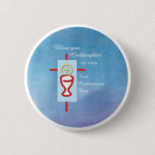 Goddaughter, First Holy Communion, Turquoise 6 Cm Round Badge