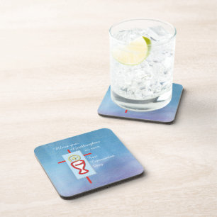 Goddaughter, First Holy Communion, Turquoise Coaster