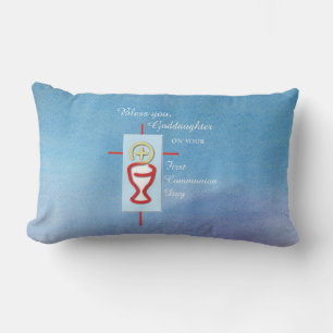 Goddaughter, First Holy Communion, Turquoise Lumbar Cushion