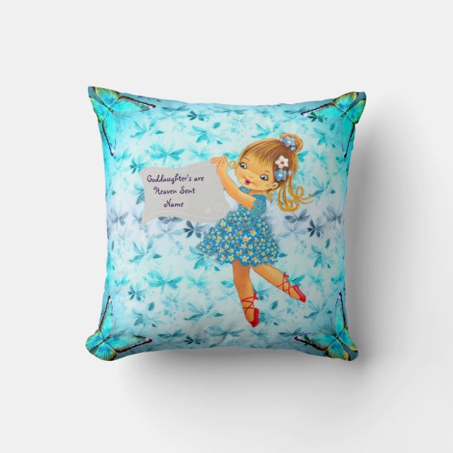 Goddaughter Gift Baptism Communion Birthday Fairy Cushion (Front)
