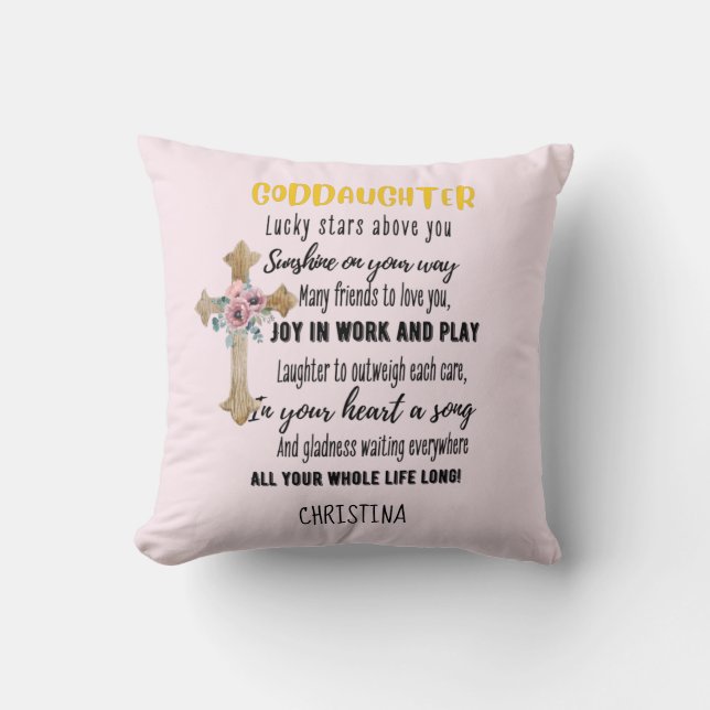 Goddaughter Gift Motivational Encouragement NAMED Cushion (Front)
