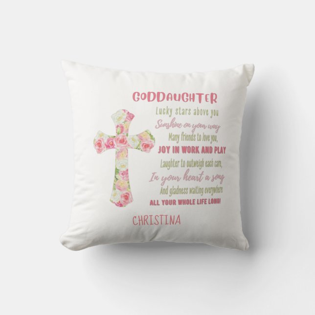 Goddaughter Gift Motivational Encouragement NAMED Cushion (Front)