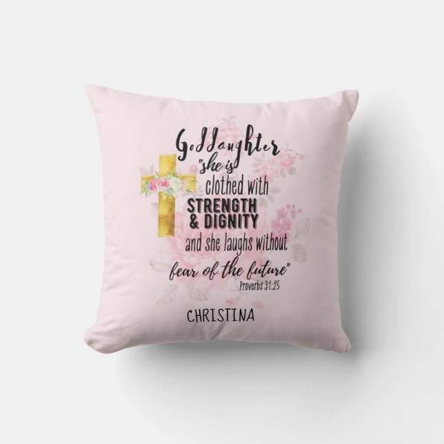 Goddaughter Gift Motivational Encouragement NAMED Cushion (Front)