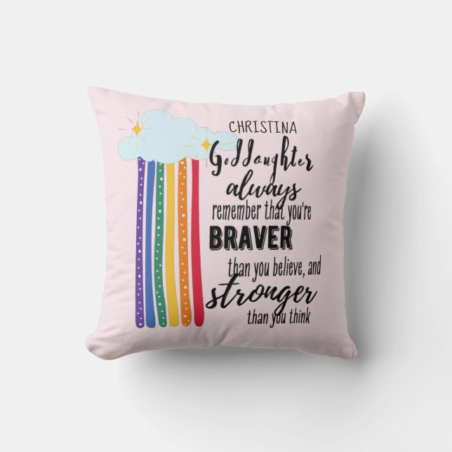 Goddaughter Gift Motivational Encouragement NAMED Cushion (Front)