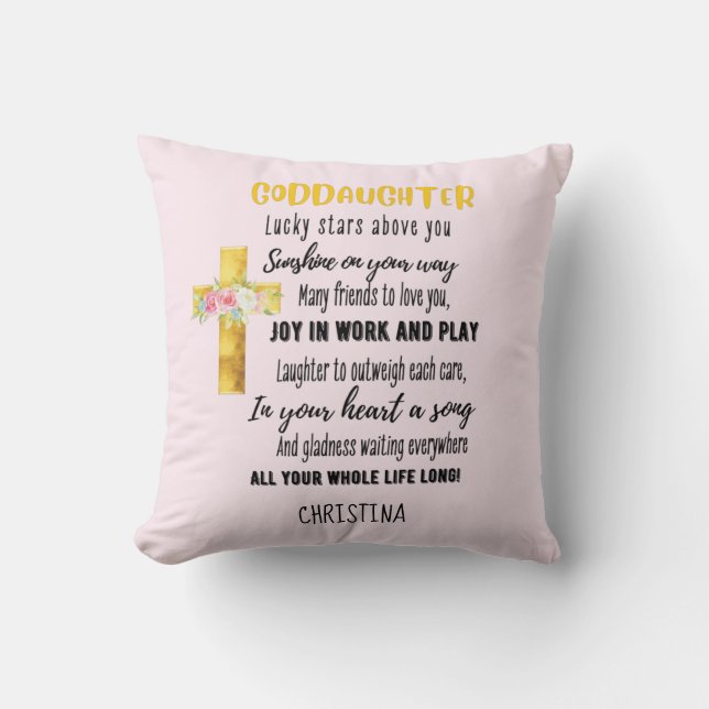Goddaughter Gift Motivational Encouragement NAMED Cushion (Front)