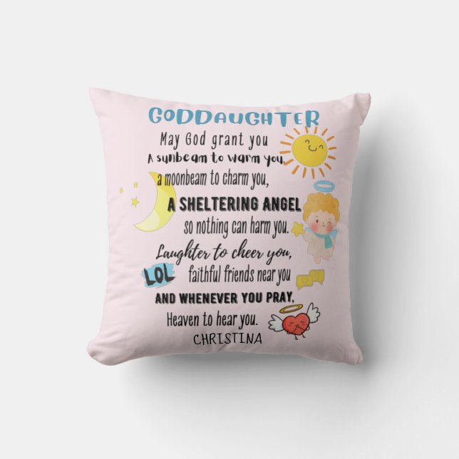 Goddaughter Gift Motivational Encouragement NAMED Cushion (Front)