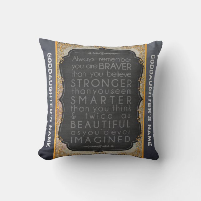 Goddaughter Gift Motivational Words Personalised Cushion (Front)