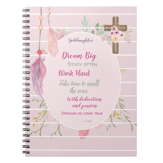Goddaughter Gift Motivational Words Personalised Notebook (Front)