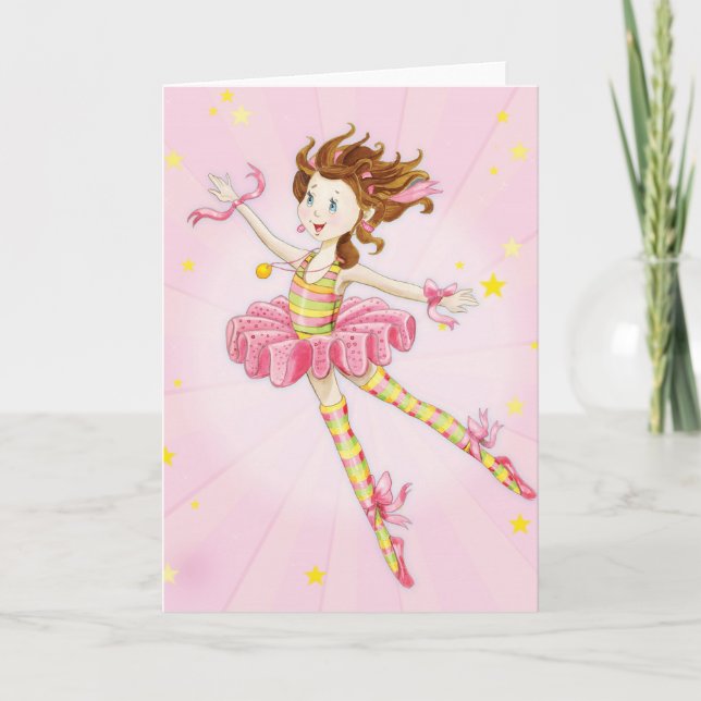 Goddaughter Gift Pink Ballerina Personalised Holiday Card (Front)