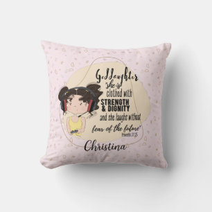 Goddaughter Gift Quote Proverb Pink Gamer Girl Thr Cushion