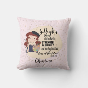 Goddaughter Gift Quote Proverb Pink Painter Artist Cushion