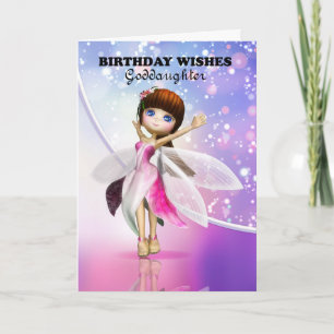 Goddaughter, Happy Birthday cute fairy dancing Card