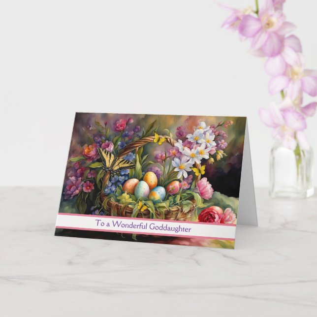 Goddaughter Happy Easter Beautiful Easter Basket  Card (Orchid)