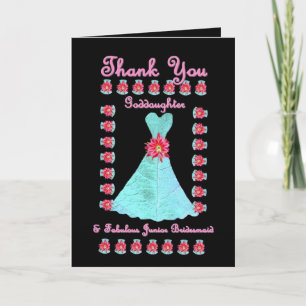 GODDAUGHTER Junior Bridesmaid THANK YOU  Blue Gown Card