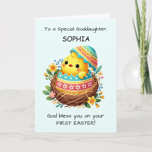 Goddaughter Personalise First Easter Blessings Card (Front)