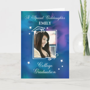 Goddaughter Photo Custom Name College Graduation Card