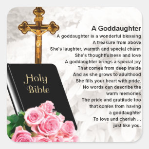 Goddaughter Poem - Bible & Flowers Design Square Sticker