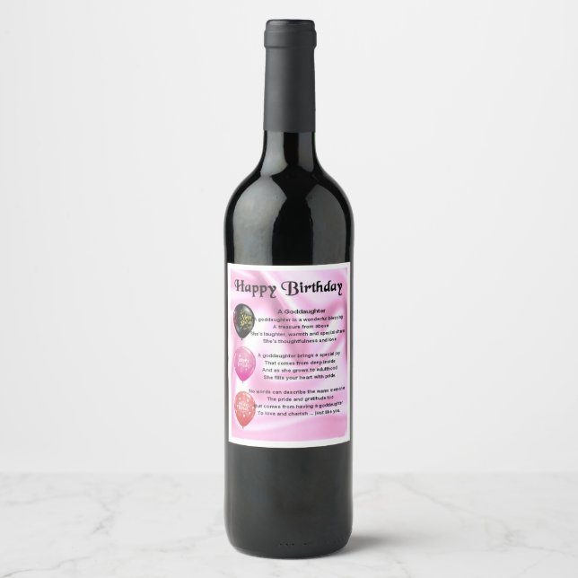 Goddaughter  Poem  Bottle Label  Happy  Birthday (Front)