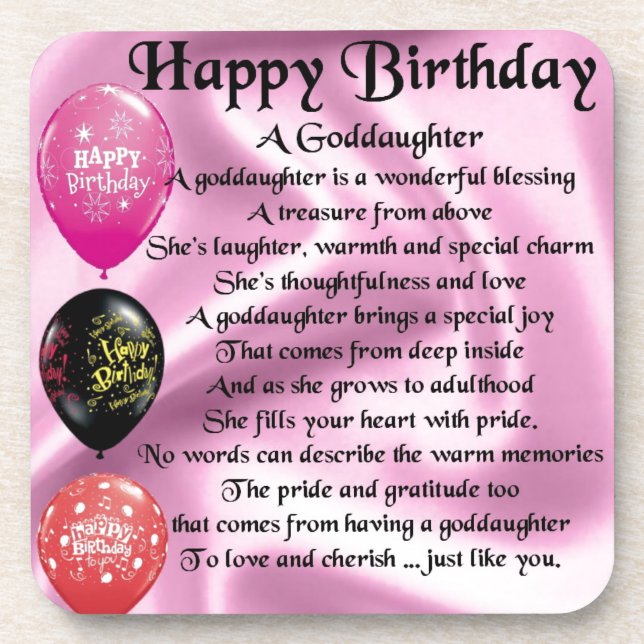 Goddaughter Poem - Happy Birthday Coaster (Front)