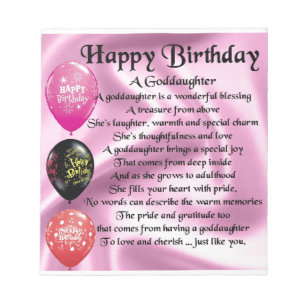 Goddaughter Poem - Happy Birthday Notepad