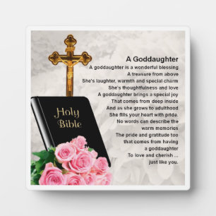 Goddaughter Poem Plaque  -   Bible & Roses  Design