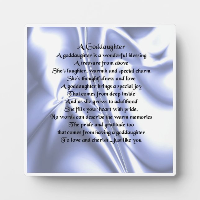 Goddaughter Poem Plaque  -  Blue Silk design (Front)