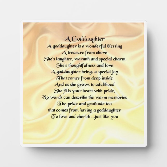 Goddaughter Poem Plaque  -  Cream  Silk design (Front)