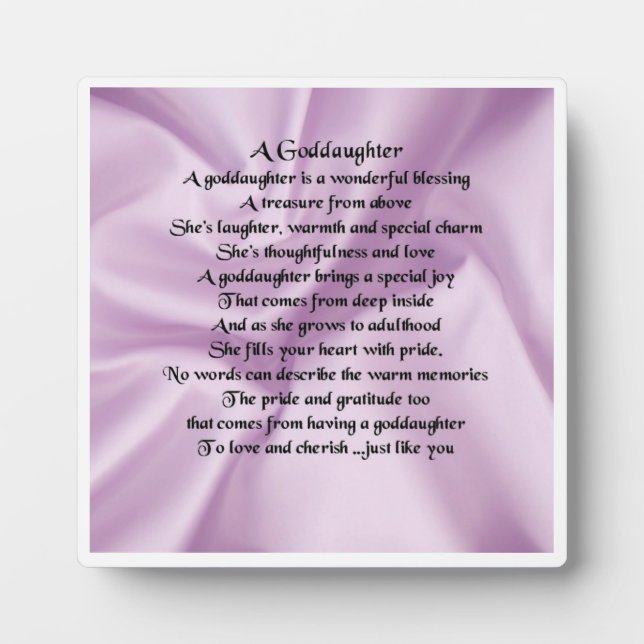 Goddaughter Poem Plaque  -  Lilac  Silk design (Front)