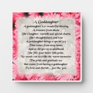 Goddaughter Poem Plaque  -  Pink Floral design