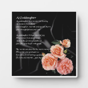 Goddaughter Poem Plaque  -  Roses on Black Silk