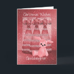 Goddaughter Sparkle Christmas Greeting Card Dusky<br><div class="desc">An ultra modern Christmas card for the girly girl or just the lover of blended colours,  complete with sparkle teddy and funky trees,  bells and baubles sit in the background.</div>