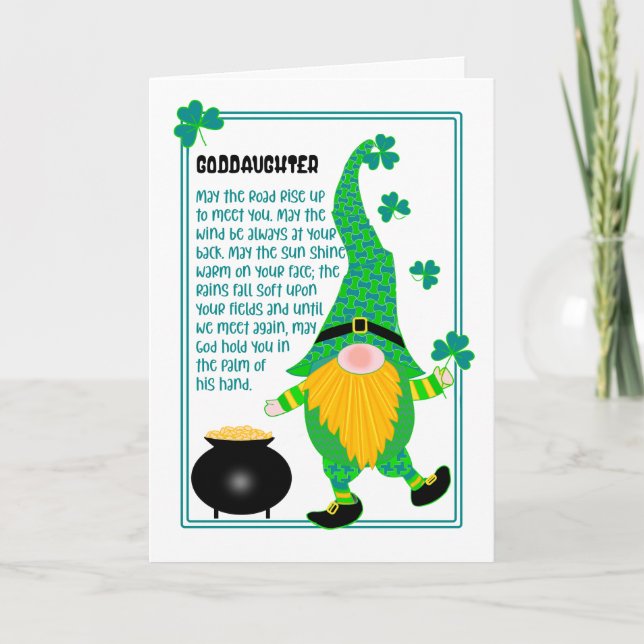 Goddaughter St Patrick's Leprechaun Celtic Card (Front)
