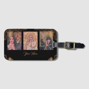 Goddess art black and gold by Renee Lavoie Luggage Tag