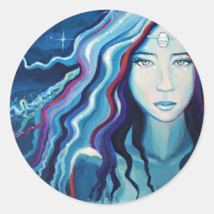 Goddess Art - Electric Moon Classic Round Sticker