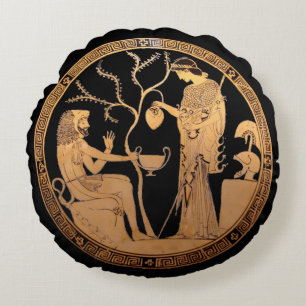Goddess Athena and Heracles Round Cushion