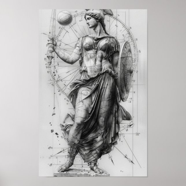 Goddess Athena Art Poster - Mythological Decor for (Front)