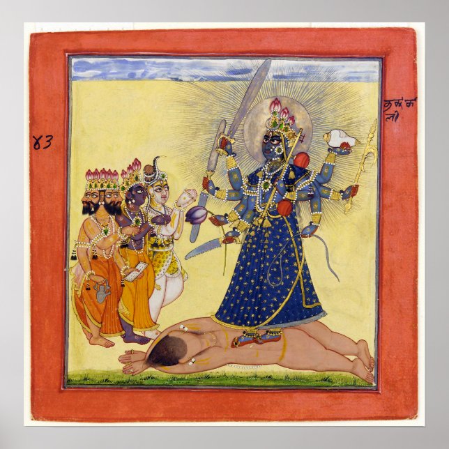 Goddess Bhadrakali Worshiped by the Gods 1675 Poster (Front)
