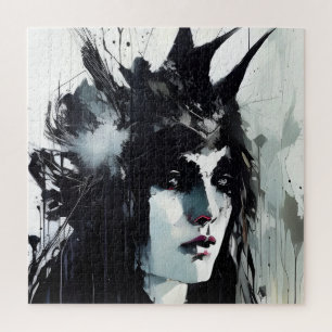 Goddess Black Ink Painting Jigsaw Puzzle