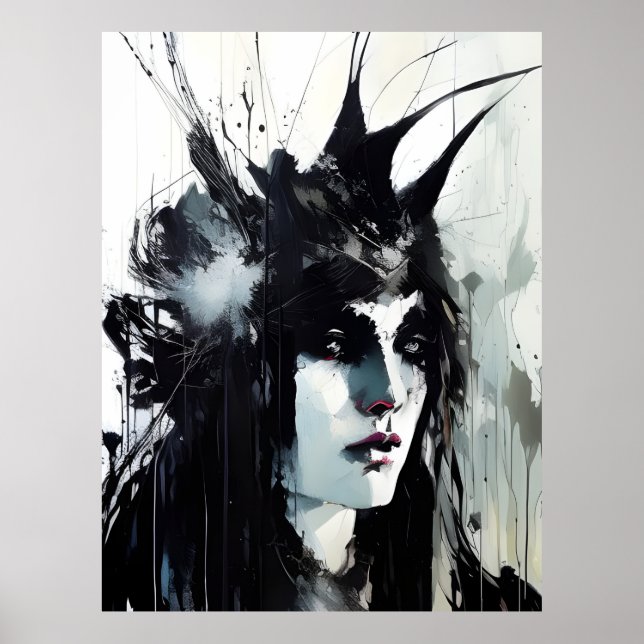 Goddess Black Ink Painting Poster (Front)