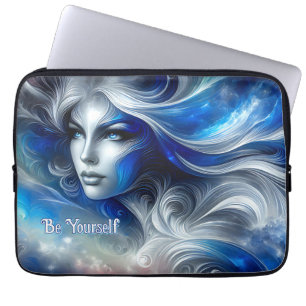 Goddess Celestial White Blue Head February - Laptop Sleeve