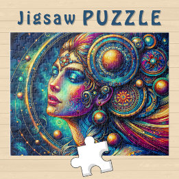 Goddess Colourful Head round Jewellery March - Jigsaw Puzzle