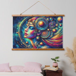 Goddess Colourful Head round Jewellery March Vibe Hanging Tapestry