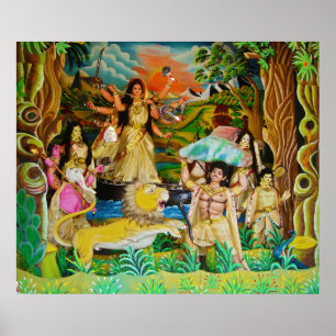Goddess Durga at Durga festival in Burdwan Poster